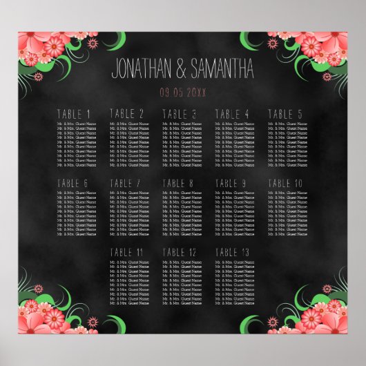 Flore noire et rose do-it-yourself 13 Tableau Tabl (Devant)