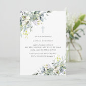 Flore poussiéreuse Baptême gris doux Invitation (Debout devant)
