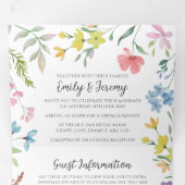 Flore printanière Faire-part de mariage triple (Intérieur en premier)