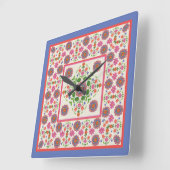 Flore Rangoli Frontière Motif sur Ecru : Horloge m (Angle)