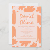 Flore rétro beige avec Faire-part de mariage QR (Devant)