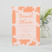 Flore rétro beige avec Faire-part de mariage QR (Debout devant)