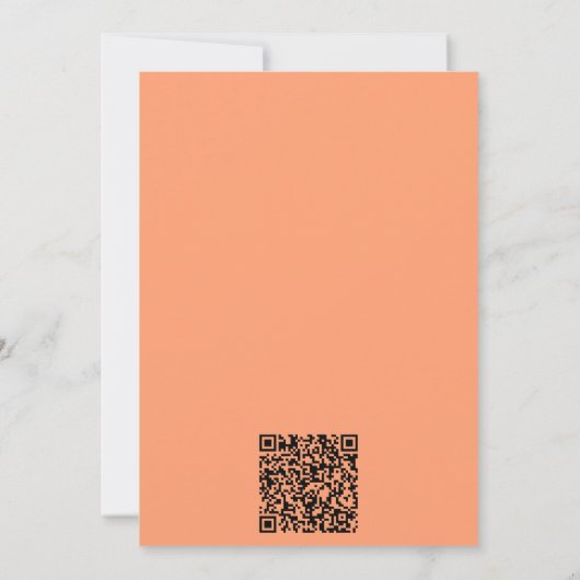 Flore rétro beige avec Faire-part de mariage QR (Dos)