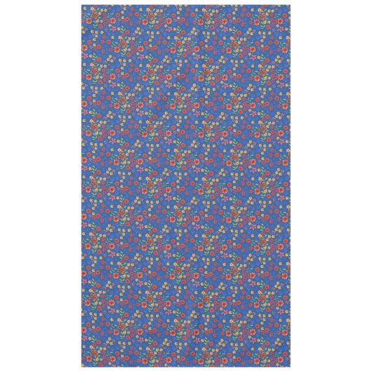 Flore rétro chic imprimé sur nappe bleue (Devant)