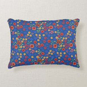 Flore rétro chic Imprimer sur Coussin à accents bl