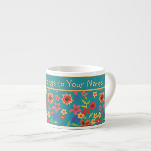 Flore rétro chic sur la Mug Espresso personnalisée (Devant droit)