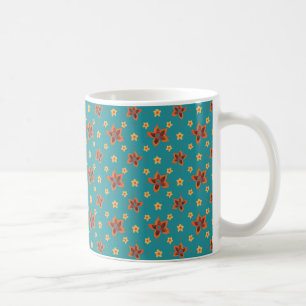 Flore rétro et Pois sur la Mug de café Turquoise