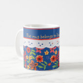Flore Retro Personnalisée, Mug Café Faux Lace (Devant gauche)