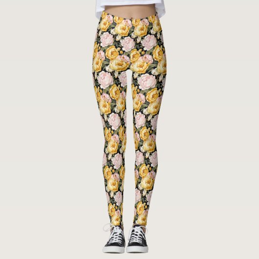 Flore rose et or #2 Leggings (Devant)