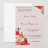 Flore rose et rouge des roses 5x7 Faire-part de ma (Devant / Derrière)