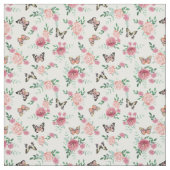Flore rose et tissu de papillons (Échantillon)