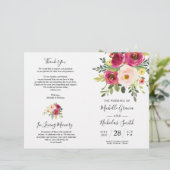 Flore rose pâle, Carte de programme de mariage pli (Debout devant)