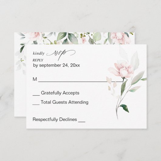 Flore rose pâle et Eucalyptus no Repas RSVP 2 (Devant / Derrière)