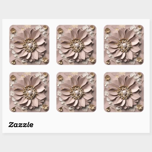 Flore Rose poussiéreux - Sticker (Feuille)