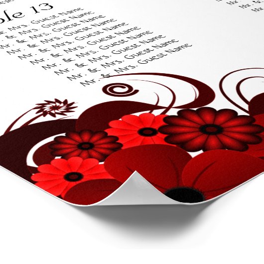 Flore rouge et blanc 15 tables Mariages Tableau de (Coin)