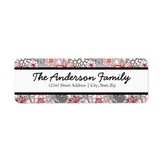 Flore rouge et bleue - Étiquettes d'adresse de ret (Devant)