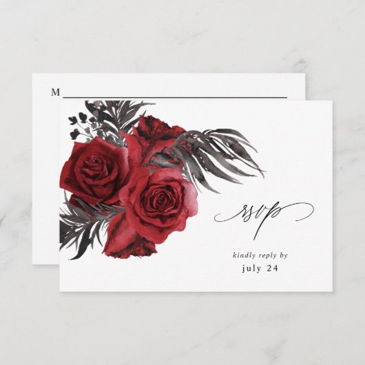 Flore rouge et noir w Repas RSVP (Devant / Derrière)