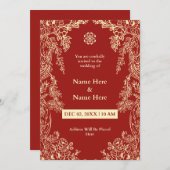 Flore rouge Faire-part de mariage simple (Devant / Derrière)