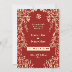 Flore rouge Faire-part de mariage simple