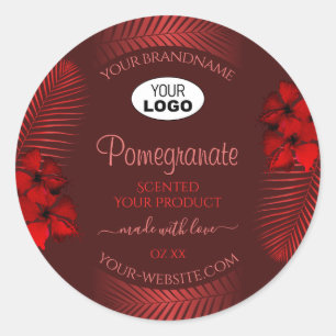 Flore rouge foncé Étiquettes Hawaii Fleurs Logo