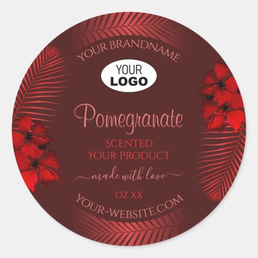 Flore rouge foncé Étiquettes Hawaii Fleurs Logo (Devant)