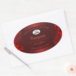 Flore rouge foncé Étiquettes Hawaii Fleurs Logo