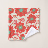 Flore rouge Vintage rétros (Gant de toilette)