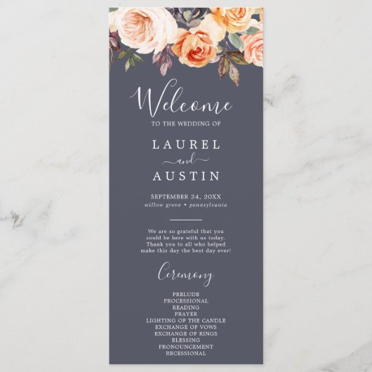 Flore rustique | Programme de mariage violet (Devant)