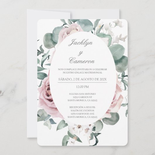 Flore sauvage Faire-part de mariage espagnole (Devant)