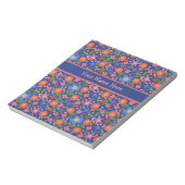 Flore style art populaire sur Bloc-notes bleu ou J (Tourné)