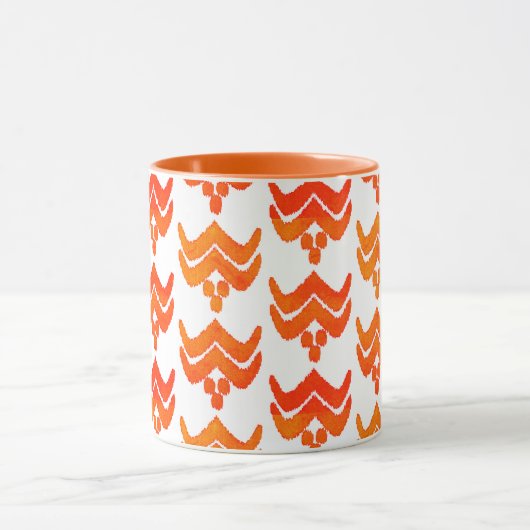 Flore stylisée Ikat - Mug orange et blanc (Centre)