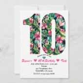 Flore tropicale 10 10e anniversaire Invitations (Devant)