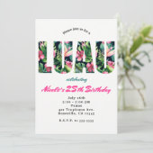 Flore tropicale LUAU Invitations de fête d'anniver (Debout devant)