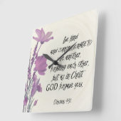 Flore verset de la Bible Carré Horloge murale (Angle)