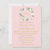 Flore vert Faire-part de mariage rose & or (Devant)