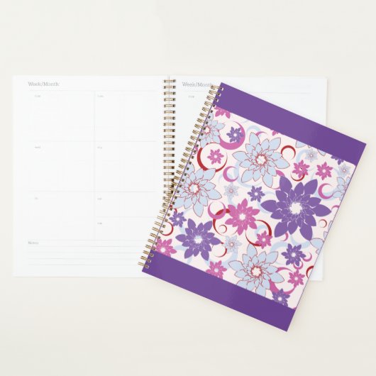 Flore Vibrante Motif Floral Purple Rose Fleurs Ble (Devant avec enveloppe)