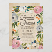 Flore Vintage| Invitation à la douche nuptiale (Devant / Derrière)