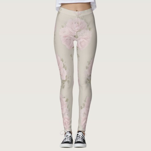 Floreado Rosa y Verde Agua Leggings (Voorkant)