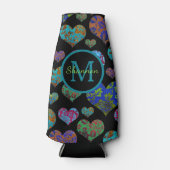  floreel hartpatroon aangepast monogram flesjeskoeler (Voorkant)