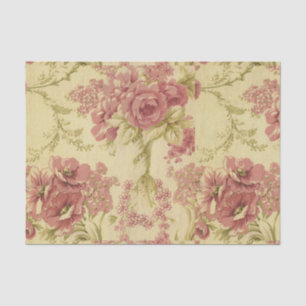 , floreel, koraal, roze, rozen, shabbygeur, schatt tissuepapier