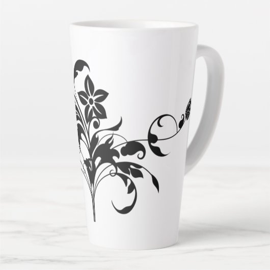 floreel met kunstsilhouet ontworpen latte mok (Rechterhoek)