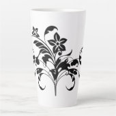 floreel met kunstsilhouet ontworpen latte mok (Voorkant)