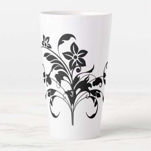 floreel met kunstsilhouet ontworpen latte mok (Voorkant)