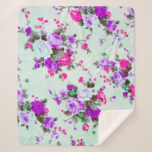  floreel weefsel, fragment van kleurrijke retro sherpa deken (Voorkant)