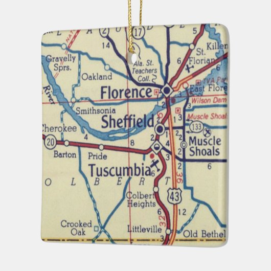 Florence AL Map Keramisch Ornament (Links)