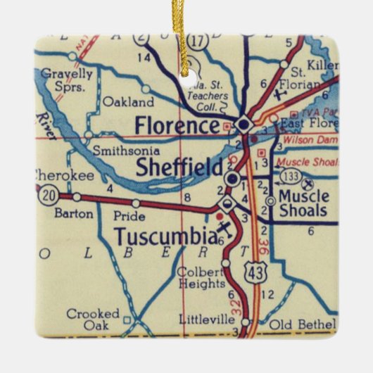 Florence AL  Map Keramisch Ornament (Voorkant)