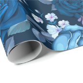Florence  blauw roos cadeaupapier (Rol Hoek)