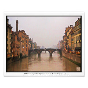 Florence Bridge met Love Quote Foto Afdruk