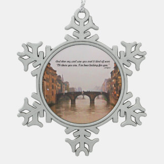 Florence Bridge met Love Quote Tin Sneeuwvlok Ornament