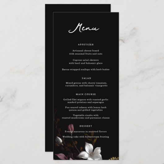 Florence bruiloft diner menu (Voorkant / Achterkant)